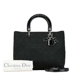 Dior Cannage Lady Handbag Shoulder Bag Black Leather